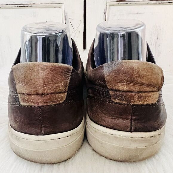 Democrata Brown Worn Distressed Brazilian Leather Lace up Mens Sneakers - Size 8 - Picture 5 of 8